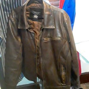 Silk lined brown leather coat